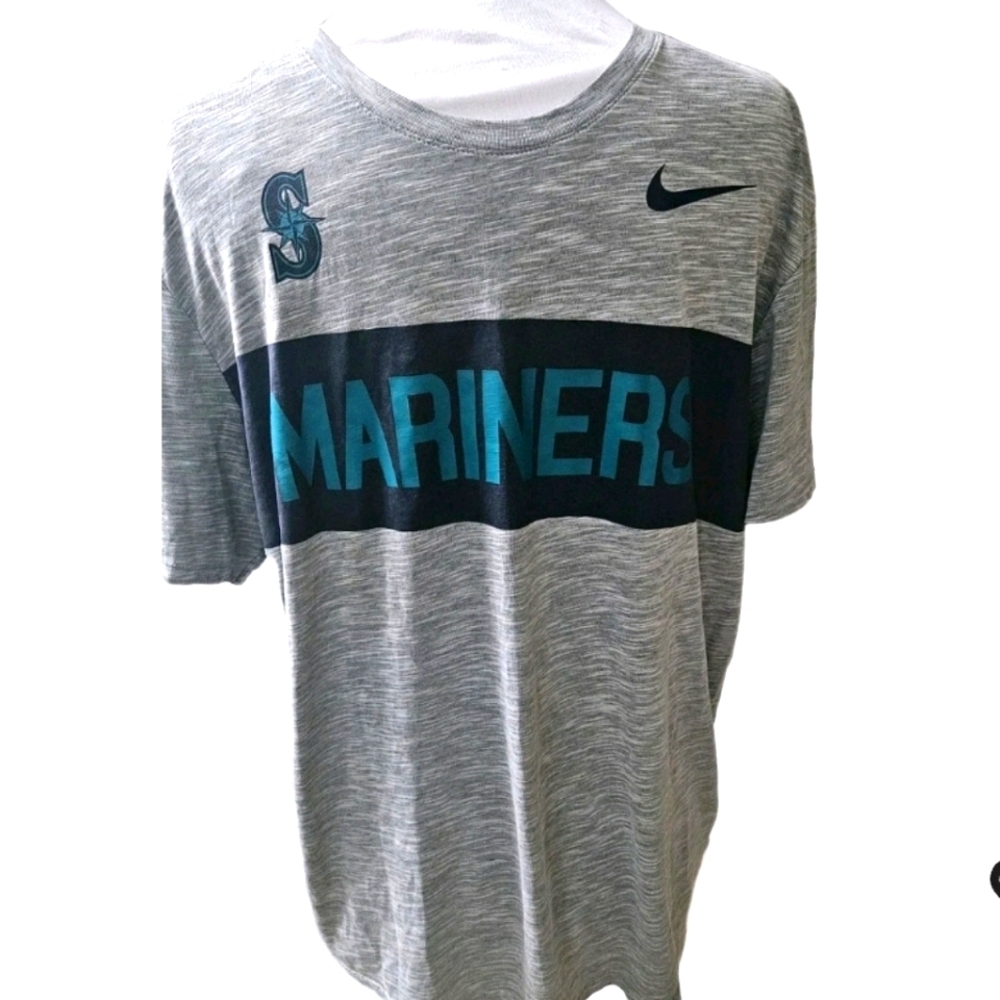 Nike Dri Fit Seattle Mariners Shirt Short Sleeve Heathered Gray Men's XL EUC